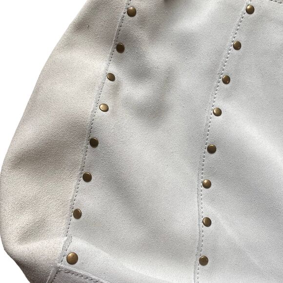 NEW Y2K Gap Leather Cream Suede Studded Hobo Shoulder Bag - Picture 2 of 7